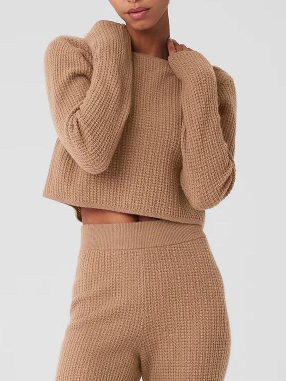 Alo yoga Cashmere Plush Waffle Cropped Long Sleeve size xs